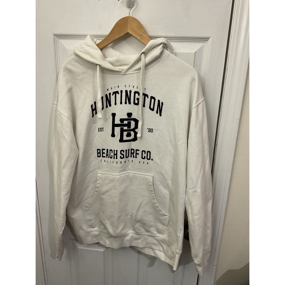 Huntington Beach Surf Co White Hoodie Independent Trading Co Mens Large